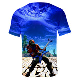 Hot Game Fortnite Blue Casual Sports T-Shirts Top for Adult Kids