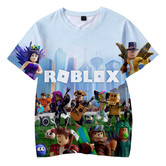 5-9 Years Boys Roblox 3d Printed Summer T-shirt Tops