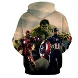 The Avengers Endgame 3D Hoodies Marvel Super Heros Iron-Man Hulk Captain-American Sweatshirt