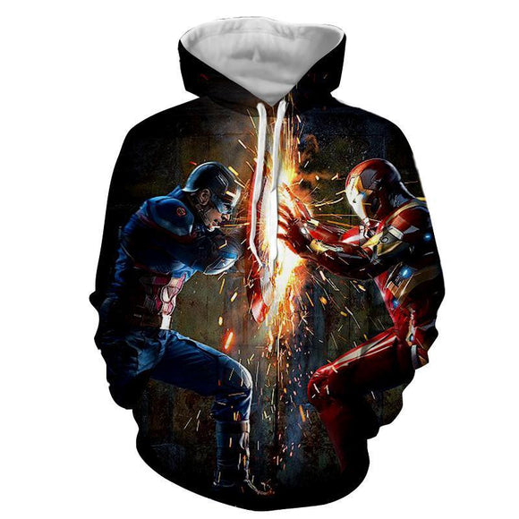 Iron Man And Captain American Avengers 3D Hoodie All Over Printed Sweatshirt