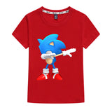 Kids Heavy Cotton T-shirts Cartoon Sonic The Hedgehog Print Short Sleeve Casual Tees Sweatshirt