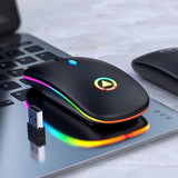 LED 2.4GHz Wireless Mouse Slim Rechargeable Gaming Optical Mute Mice