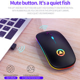 LED 2.4GHz Wireless Mouse Slim Rechargeable Gaming Optical Mute Mice
