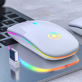 LED 2.4GHz Wireless Mouse Slim Rechargeable Gaming Optical Mute Mice