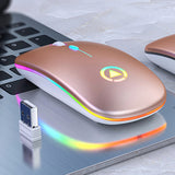 LED 2.4GHz Wireless Mouse Slim Rechargeable Gaming Optical Mute Mice