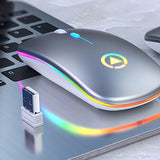 LED 2.4GHz Wireless Mouse Slim Rechargeable Gaming Optical Mute Mice