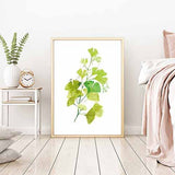 Green Leaves Plant Wall Watercolor Art Prints Canvas Poster