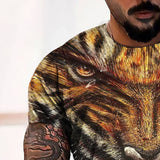 3D Graphic Prints Animal Tiger Design Men's T-Shirt Short Sleeve Tops