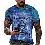 3D Graphic Prints Poker Skeleton Design Men's T-Shirt Short Sleeve Tops