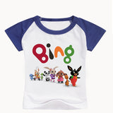 Summer Cotton Kids T-shirts Game Bing Short Sleeve Casual Plain Color Top Tees