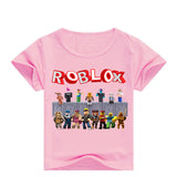 Summer Cotton Kids T-shirts Roblox Game Short Sleeve Casual Plain Color Tees