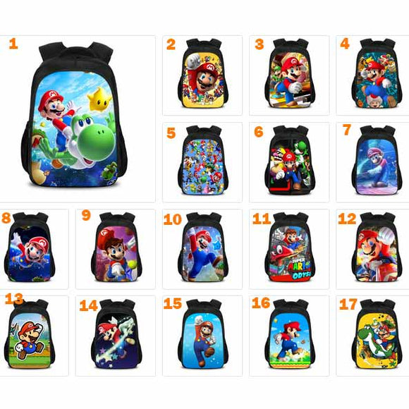 Black Hot Game Cartoon Super Mario Casual Backpack Oxford School Bags