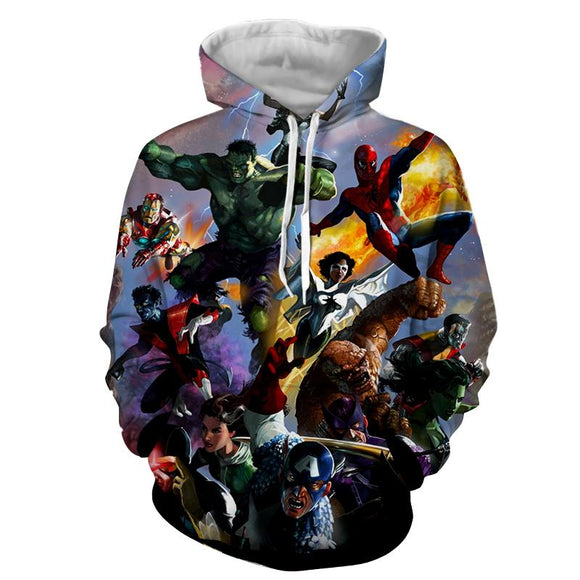 The Avengers Endgame All Super Heros Marvel Hoodies 3D Print Pullover Sweatshirt