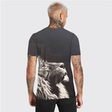 3D Graphic Prints White Lion Design Men's T-Shirt Short Sleeve Tops