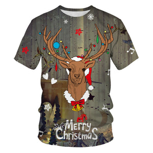Christmas Santa Claus T-shirts Sports Summer Top Tees for Kids Adults Xmas Gift