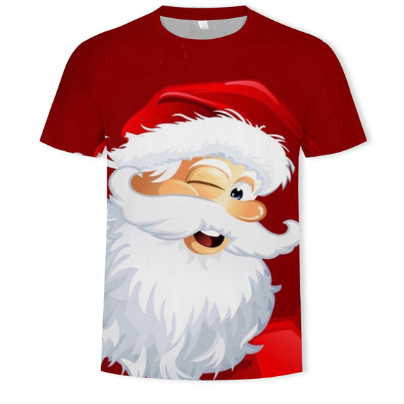 Christmas Santa Claus T-shirts Sports Summer Top Tees for Kids Adults Xmas Gift