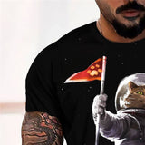 3D Graphic Prints Astronaut Cat Design Men's T-Shirt Short Sleeve Tops