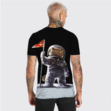 3D Graphic Prints Astronaut Cat Design Men's T-Shirt Short Sleeve Tops