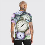 3D Graphic Prints Clock Design Men's T-Shirt Short Sleeve Tops