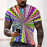 3D Graphic Prints Optical Illusion Colorful Design Men's T-Shirt Short Sleeve Tops