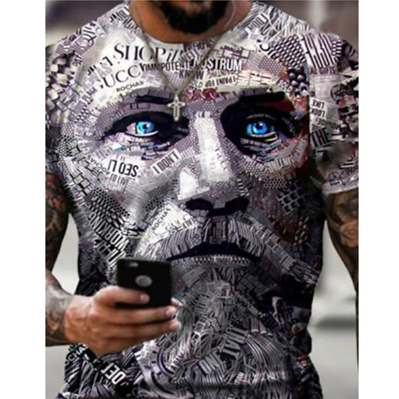 3D Graphic Prints Human Face Design Men's T-Shirt Short Sleeve Tops