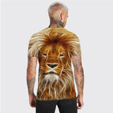 3D Graphic Prints Lion Design Men's T-Shirt Short Sleeve Tops