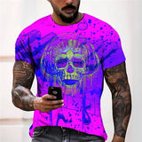3D Graphic Prints Skeleton Design Men's T-Shirt Short Sleeve Tops