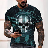 3D Graphic Prints Skeleton Design Men's T-Shirt Short Sleeve Tops