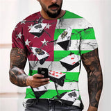 3D Graphic Prints Poker Design Men's T-Shirt Short Sleeve Tops