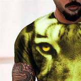 3D Graphic Prints Tiger Design Men's T-Shirt Short Sleeve Tops