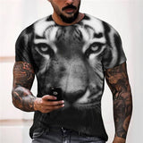 3D Graphic Prints Tiger Design Men's T-Shirt Short Sleeve Tops