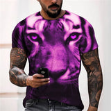 3D Graphic Prints Tiger Design Men's T-Shirt Short Sleeve Tops